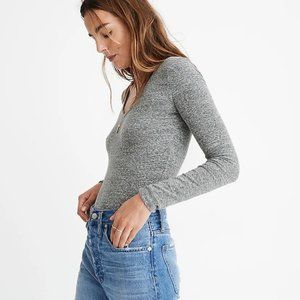 Madewell Heather Grey V-Neck Bodysuit Size SM NWT